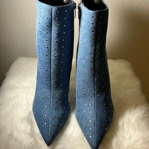 Nine west Farrah Dress Studded Denim Booties- size 10 (Denim)